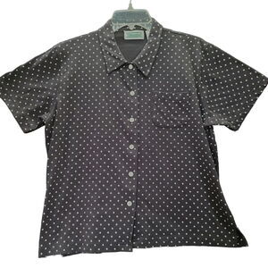 Shenanigans Womens Button Down Multi-Color Size Large Cotton Blend Short Sleeve